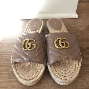 Gucci GG Leather Espadrille Sandals